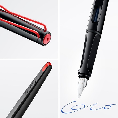 LAMY Kalligraphie Schönschreib Füller Schwarz JOY blaue Patrone Stärke 1,1mm neu - Afbeelding 2 van 4