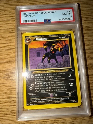 2001 P.M. Neo Discovery Umbreon 32/75 PSA 8 NM-Mint Pokemon Card