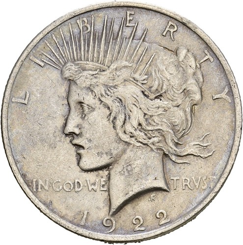 Künker: USA, 1 Dollar 1922, Peace Dollar, Silber