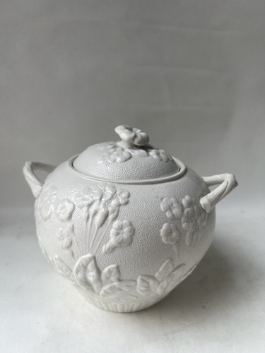 Antiguo gres esmaltado salino inglés Staffordshire crema y azucarero cubierto - Imagen 9 de 24