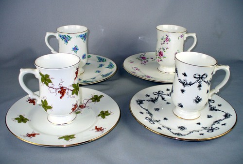 4 CONJUNTOS DE TAZAS DE TÉ CON PATAS DE PORCELANA FINA ROYAL VICTORIA PLATOS DE ENSALADA DE POSTRE DE 8" - Imagen 2 de 24
