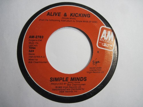 SIMPLE MINDS * 45 * Alive & Kicking * 1985 * UNPLAYED MINT * ORIGINAL A&M w/ PS - Picture 2 of 2