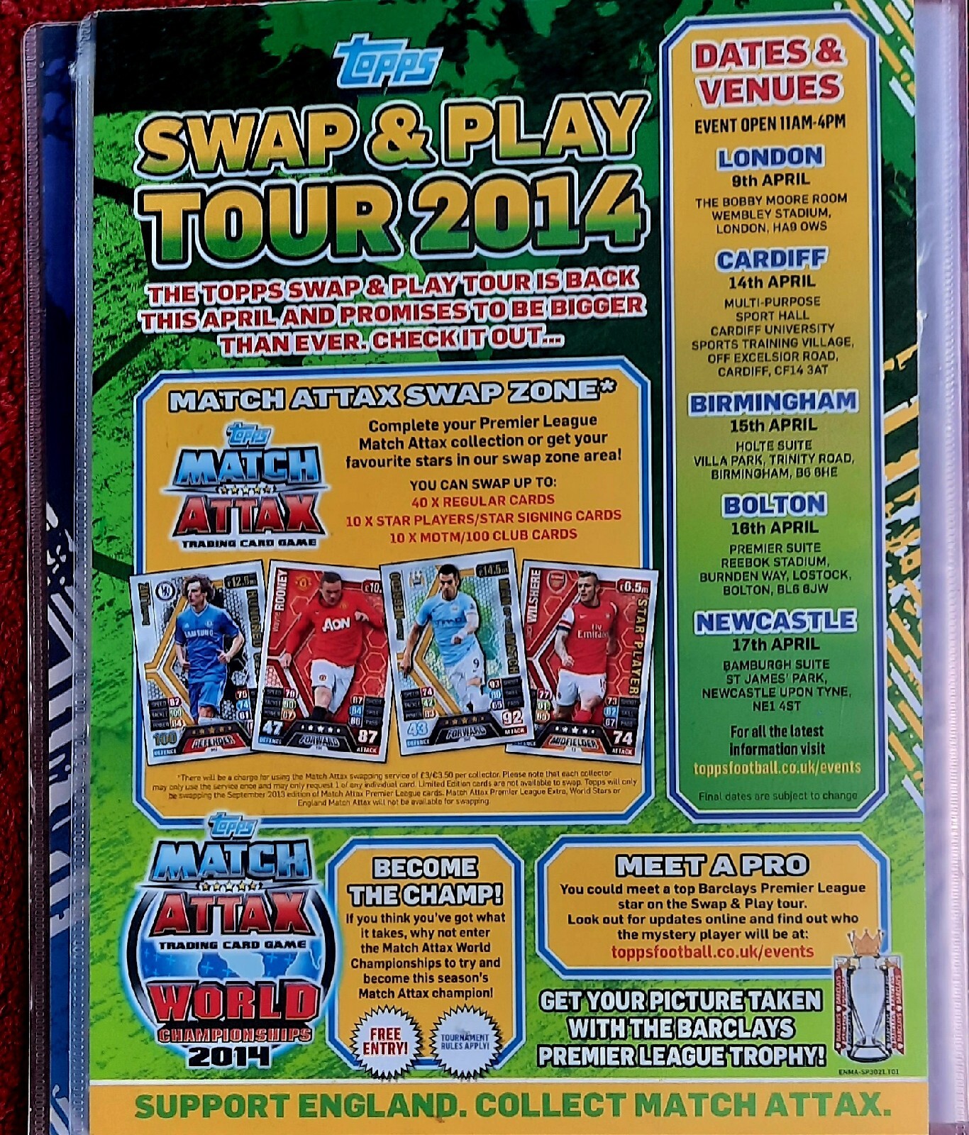 Topps Match Attax 2014 England Football World Cup Trading Cards Collector Binder - Picture 2 of 19