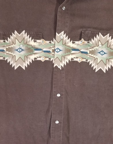 Vintage Panhandle Slim Western Shirt Brown Southwestern Mens Size XL Pearl Snap - Picture 4 of 7