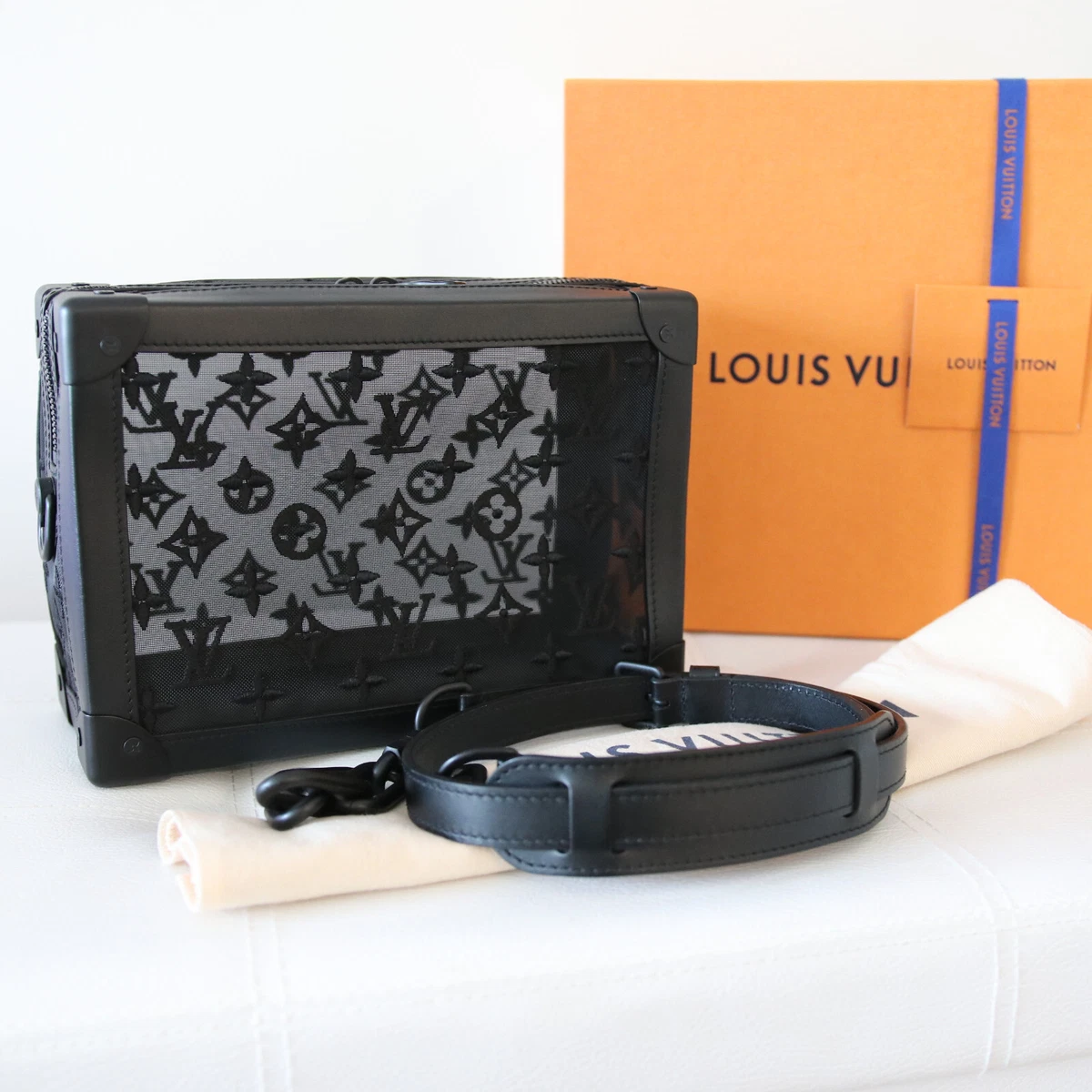 Louis Vuitton Black Monogram Mesh Soft Trunk Shoulder Bag Louis