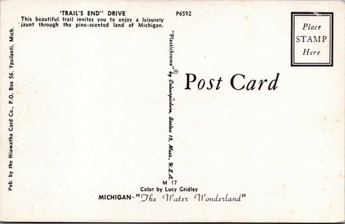 Postal Trail's End Drive Michigan P6592 sin publicar - Imagen 2 de 2
