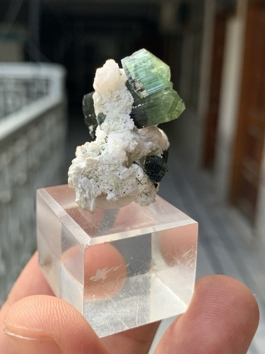 Greencap var catseye Tourmaline With Albite Skardu Pakistan - Picture 7 of 11