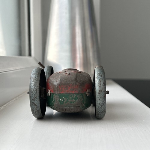Nachkrieg japanischer Weißblech Flip Over Aufziehen rot & grün Rennwagen selten Vintage - Bild 10 von 23
