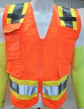 Surveyor Orange Vest , ANSI/ ISEA 107-2015/ Photo ID Pocket  SMALL to 5X-Large