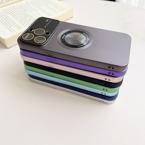 Custodia Magsafe per iPhone 14 Pro Max 13 12 11 protezione lente vetro opaca gel - Foto 10 di 19