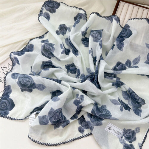68*68cm Cotton Linen Square Neckerchief DIY Flower Printed Bandanas Hair Scarf ✨ - Picture 14 of 43