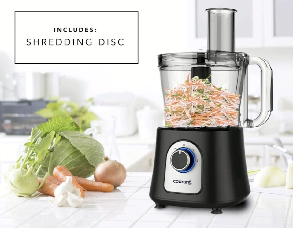 Courant Food Processor Large 12-Cup bowl 800W motor, stainless steel blade-Black - Image 4 of 4