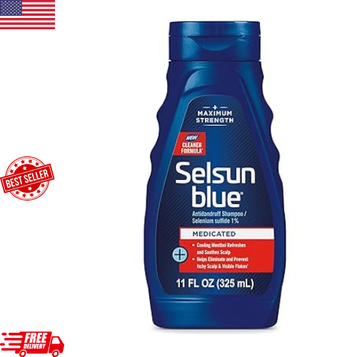 Champú anticaspa selsun azul medicado máxima fuerza, 11 fl oz - Imagen 1 de 11