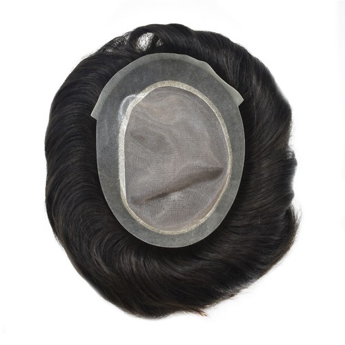 Mens Toupee Hairpiece Mono Poly Around Hair Replacement System for Men Wig Units - Picture 6 of 78