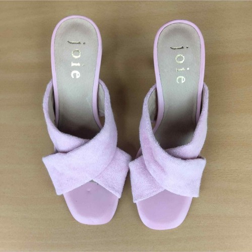 NWOT Joie Luce Stacked Heel Criss Cross Sandals in Pink Terry Sz. 6.5 - Picture 7 of 14