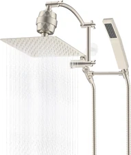 Metal 10'' Filtered Rainfall Shower Head with Handheld Combo, High Pressure Show