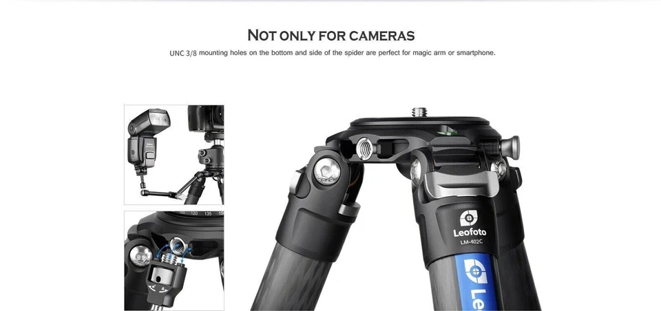 Leofoto LM-402C Carbon Fiber Tripod with 100mm Bowl and Bag /Max 110lb - Image 4 of 4