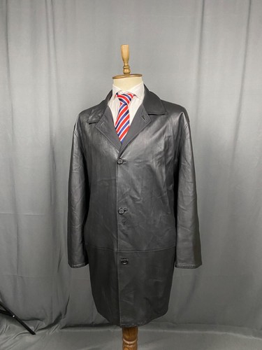Ermenegildo Zegna Herren Schwarz Leder Mantel Größe 5XB - Bild 4 von 10