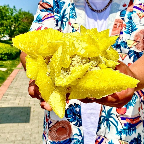 3.98LB Rare yellow sulfur crystal quartz crystal mineral specimen - 第 6/15 張圖片