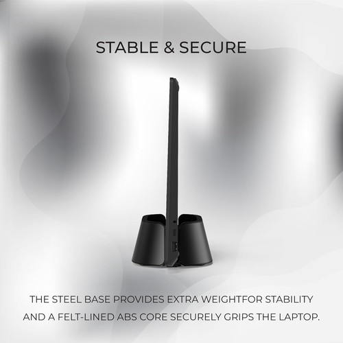 Support vertical pour ordinateur portable noir aluminium support réglable vertical station d'accueil MacBook NEUF - Photo 2/7