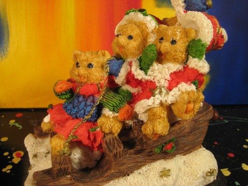 Hand Cranked Christmas Music Box Bear Sleigh Plays "Jingle Bells" - Imagen 2 de 7
