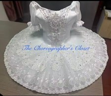 Professional White Silver Aurora Wedding Copellia Ballet Tutu Costume Small Adu