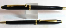 Set of 2 TERZETTI Centura Model Metal Click Top Slim Black/GT Ballpoint Pen