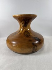 Hand Made Carved Turned Wood Vase Vessel Wooden