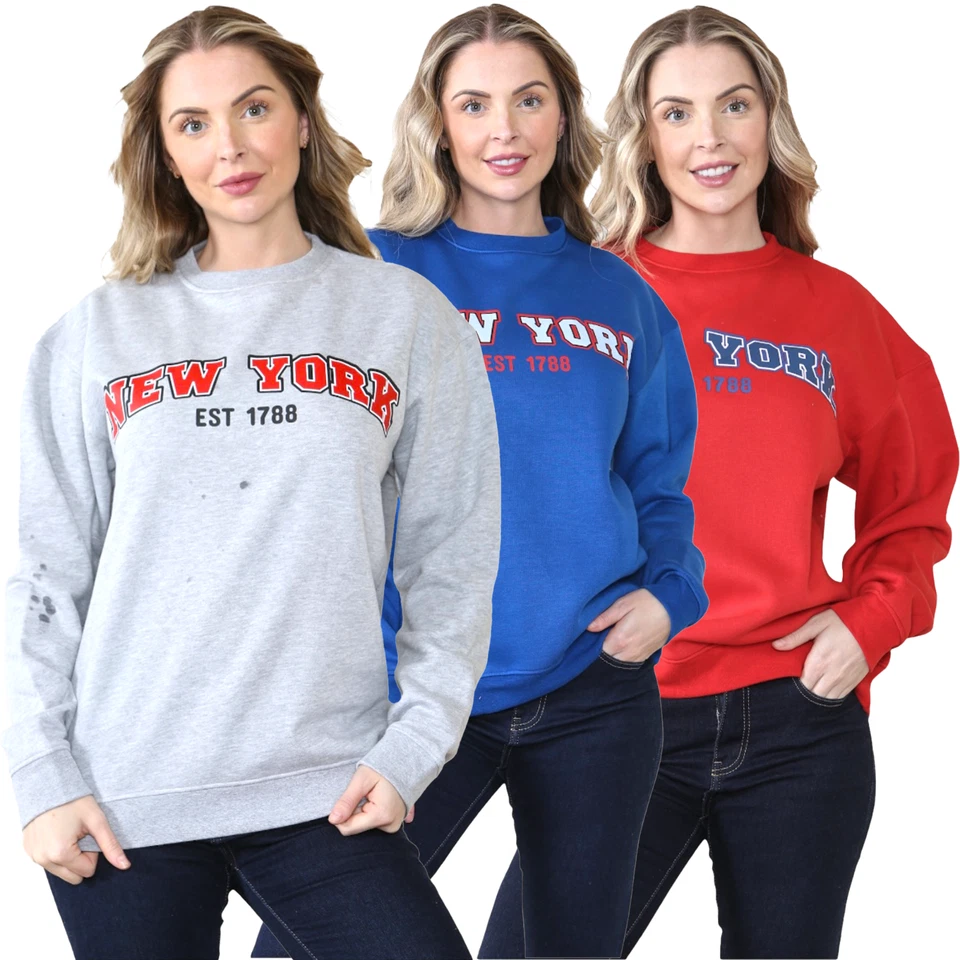 Womens Sweatshirt Long Sleeve Plain Tops Ladies Casual Warm Winter Pullover - Image 3 of 4