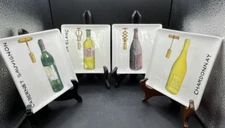 ND Exclusive Set of 4 Square Wine Bottle Selections Snack/Cheese Plates
