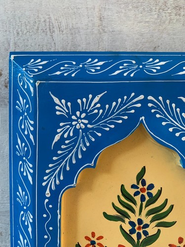 Beautiful Blue Painted Wall Decor Vintage Wooden Floral Wall Frame Home Decor - Bild 5 von 5