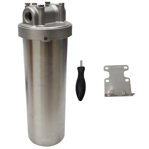 1/2" NPT 10″ Cartridges 304 Stainless Water Filter Housing with Bracket&Wrench - Picture 11 of 12