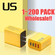 120W 4-Port USB C Fast Wall Charger Block For All Cell Phone iPad Lot