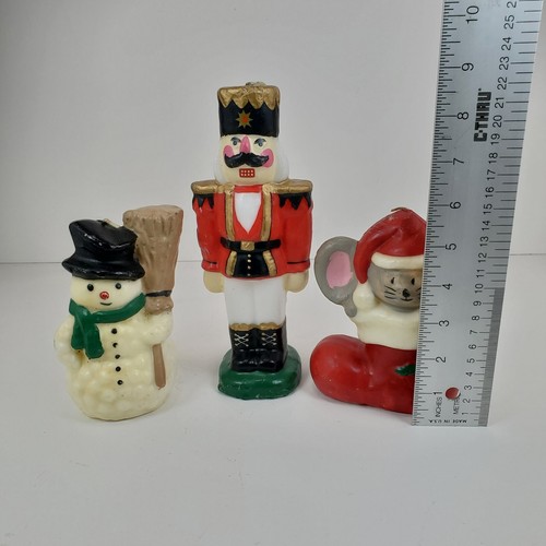 VTG Christmas Candles Nutcracker Mouse Snowman Frosty Novelty Ballet Kitch - Picture 2 of 10