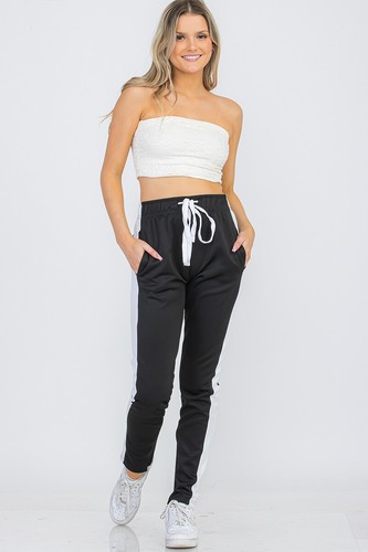Womens Bold Single Side Stripe causal Lounge Track Pants - Picture 10 of 98