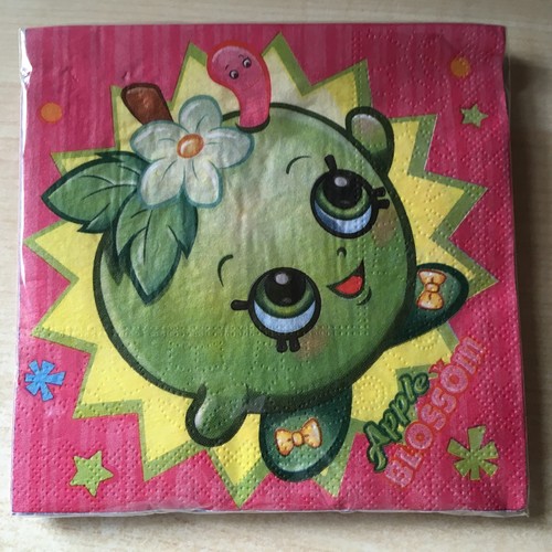 BNIP New Shopkins Pack of 16 Party Napkins 33cmx33cm 2 Ply D'lish Apple Blossom - Picture 1 of 3