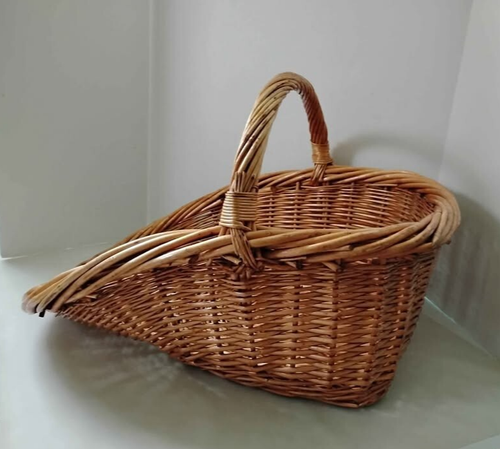 Cesta decorativa de mimbre ancha vintage única lado plano madera tostada bordes enrollados - Imagen 17 de 18