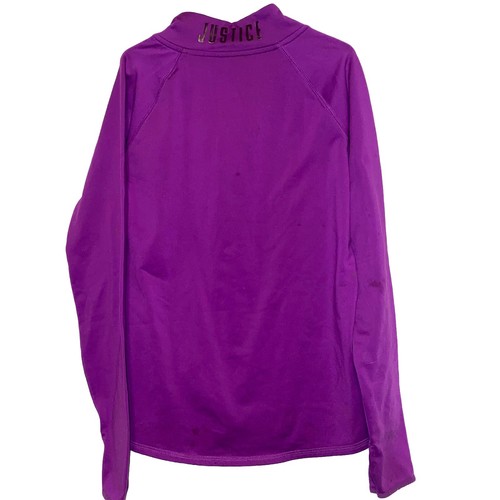 Justice Girls 12 Athletic QuarterZip Front Pullover Shirt Purple Mock Neck - Picture 9 of 9