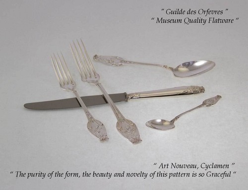 Flatware Sterling Silver 5-pc Place-Setting, 84- Touraine - Art Nouveau - Picture 6 of 16