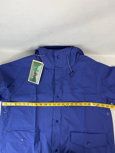 Acadia Rain Jacket Mens Medium Blue PVC Vented Waterproof Hooded Pockets NWT - Picture 9 of 11