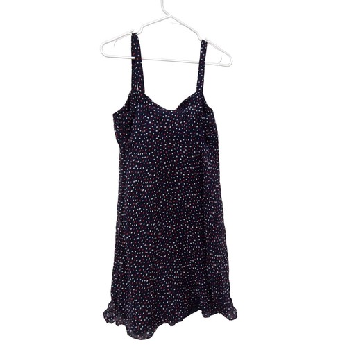 Vineyard Vines Womens Dress 4 100% Silk Sundress Navy Blue Red Polka Dot Tank - Picture 4 of 6