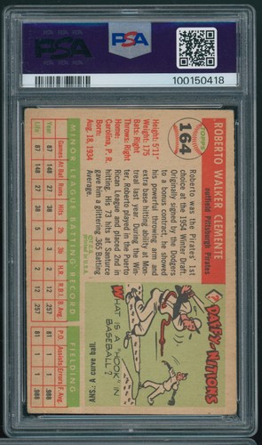 1955 Topps Roberto Clemente Rookie #164 PSA 3 VG Pittsburgh Pirates HOF C8 - Bild 2 von 2