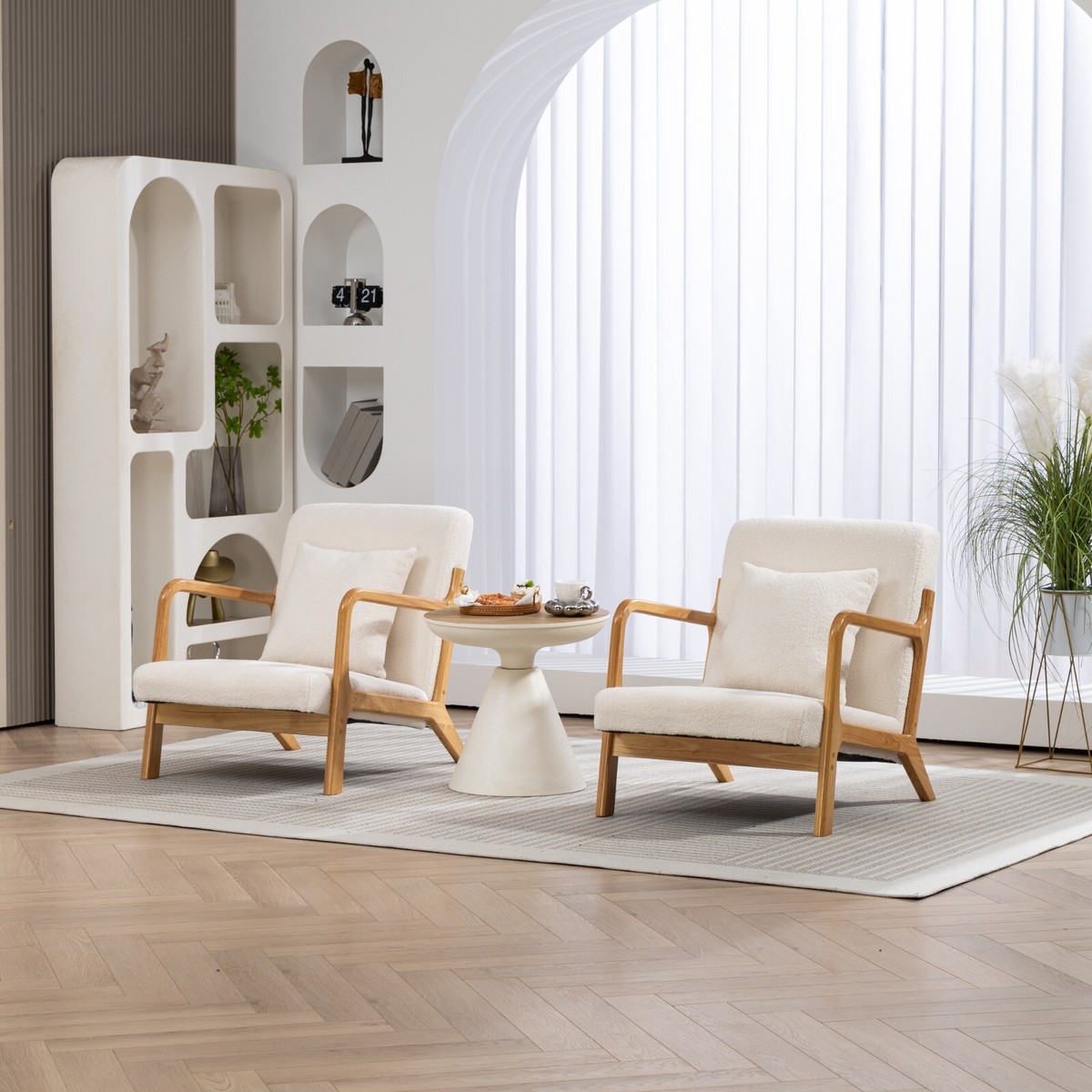 Wooden Modern Accent Chair Armchair Single Sofa Reading Chairs for