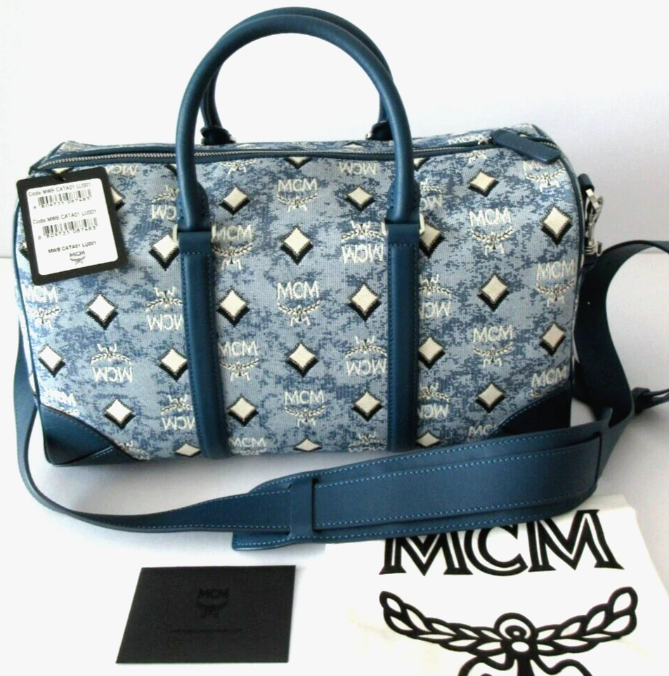 MCM Vintage Jacquard Monogram Canvas & Leather Shoulder Bag