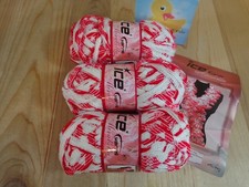 Ice Yarns Mirabella Red White Lot of 3 Skeins