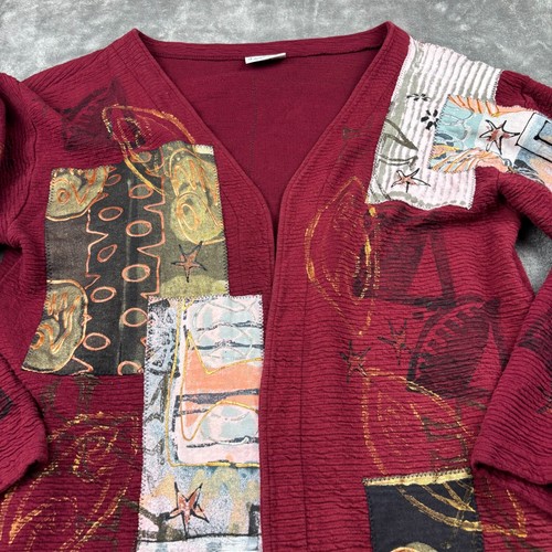 VTG 90's V.C. Torias Patch Work Sweater Hand-painted Motif Artists 1 of 1 - Picture 4 of 12