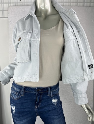 Zara Women’s Cropped Light  Wash Denim Trucker Jacket Sz XS - Bild 6 von 9