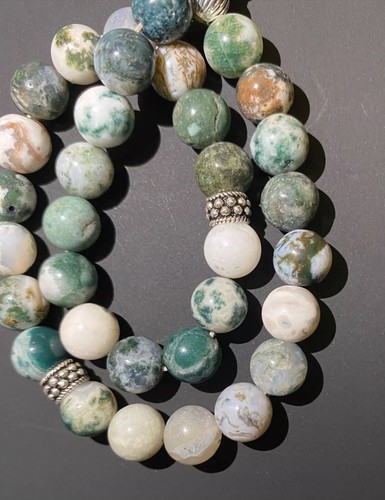 Rosario realizzato con pietre preziose verdi, bianche e argento calibro 925📿مسبحة احجار كريمة - Foto 3 di 10