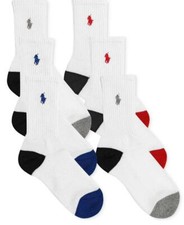NWT Polo Ralph Lauren Multi Little Boy Color Blocked Crew Socks 4-7 pau2121