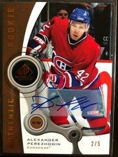 2005/06 SP GAME USED AUTHENTIC ROOKIE GOLD ALEXANDER PEREZHOGIN AUTO 2/5